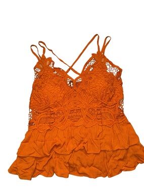 Moa Moa Bright Orange Textured Knit Top